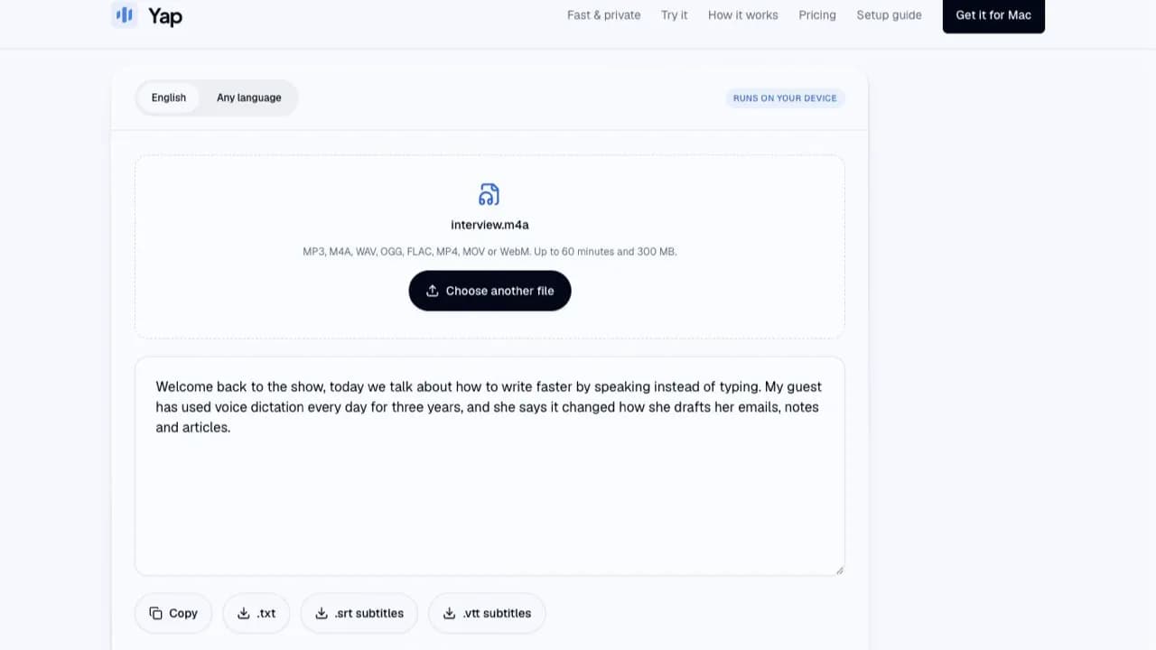 Yap Audio to Text