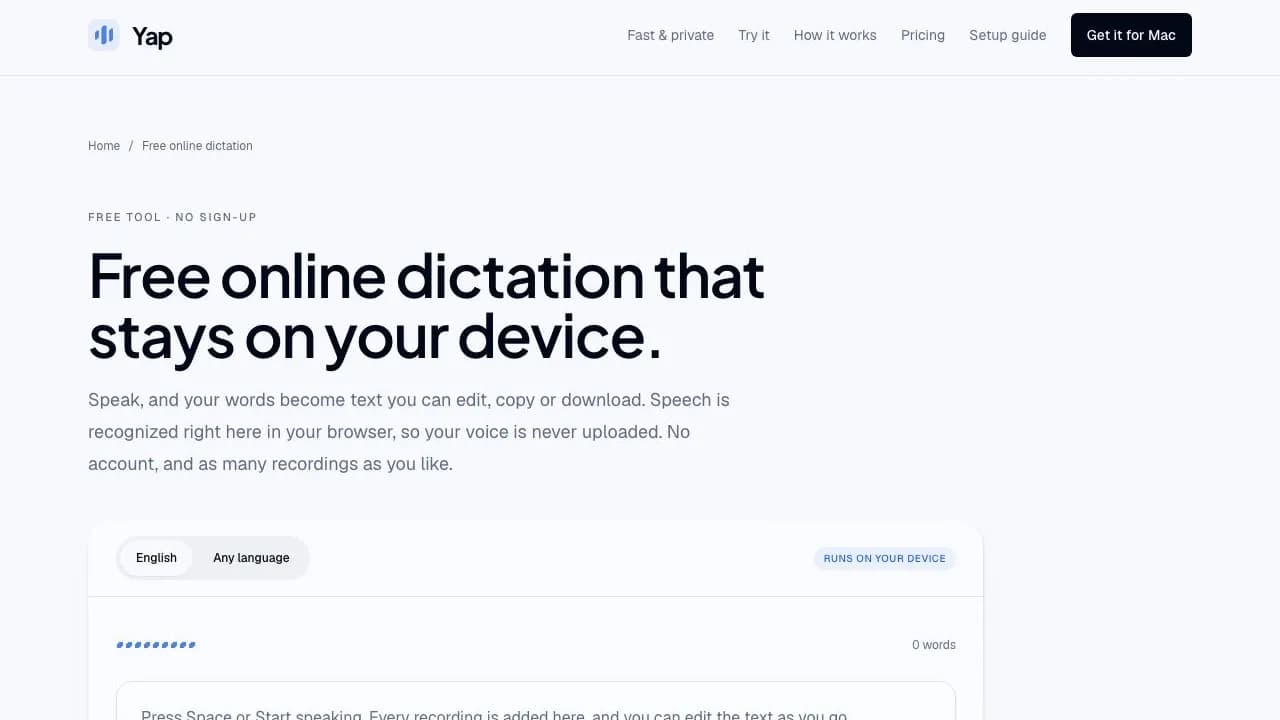 Yap Online Dictation